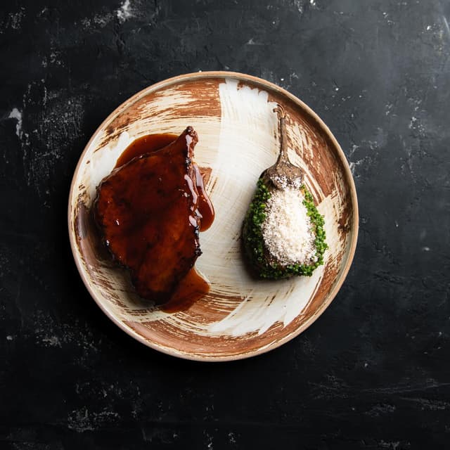 Pork Neck with Peach Glaze